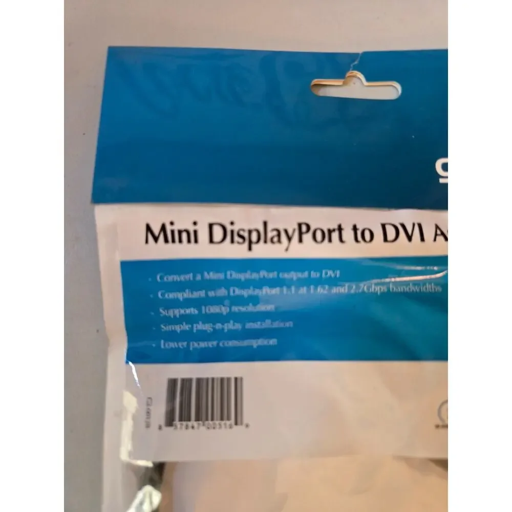 gofanco Adapter White Mini DisplayPort to DVI‎ GF-mDPDVI3604 1080p Video Cable